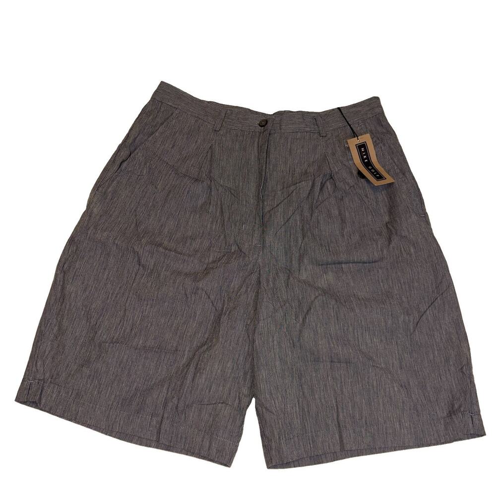 VTG 90s Nike Golf Shorts Womens 14 NWT Gray Striped Pleated High Rise Cotton